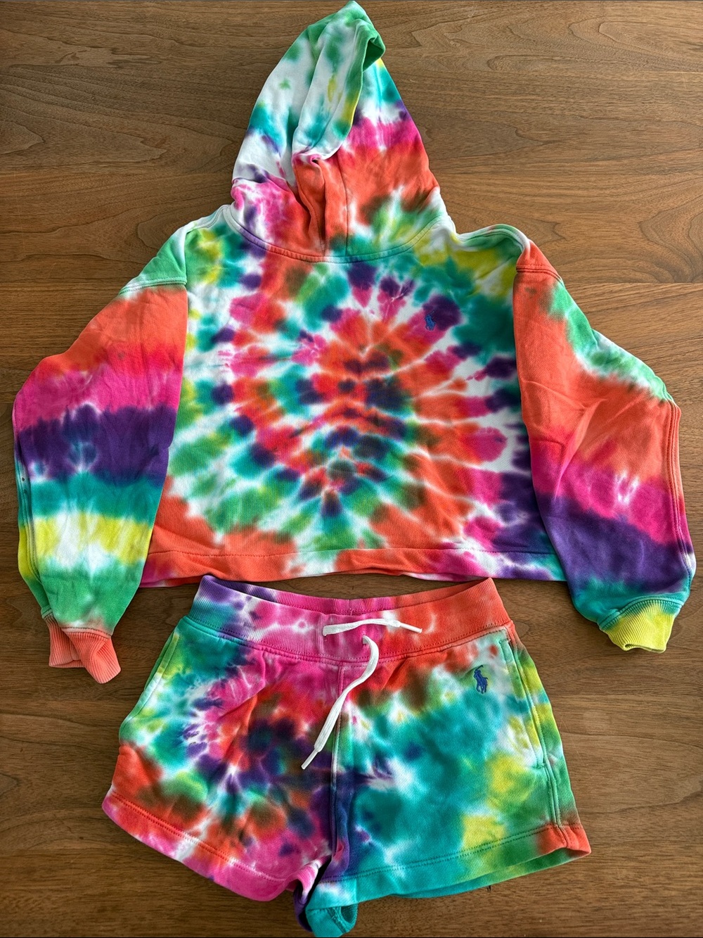 Kids size 7 - Polo by Ralph Lauren tie dye shorts/hoodie set